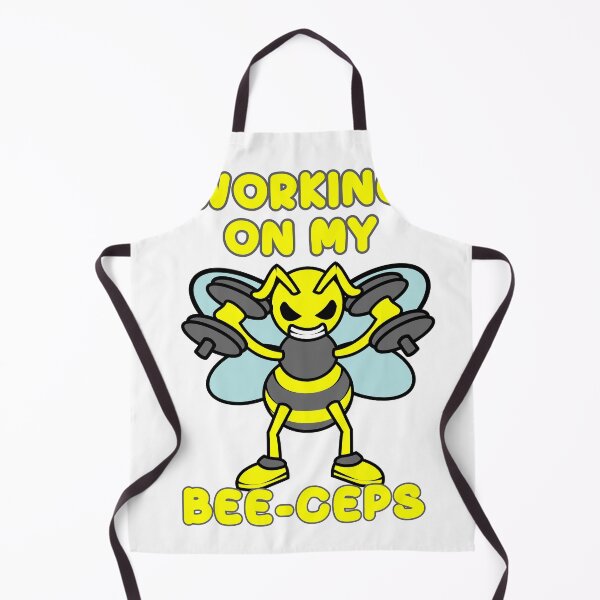Item preview, Working On My Bee-Ceps Funny Bee Dumbbells Gym Quote designed and sold by KatesFunnyArt.