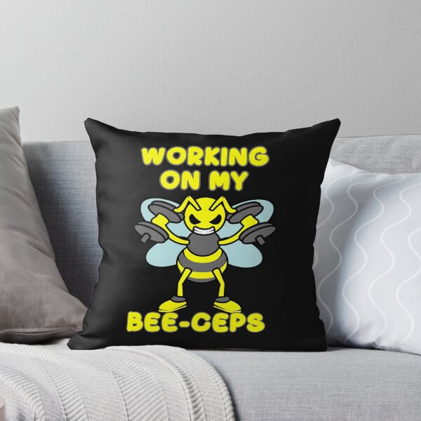 Item preview, Working On My Bee-Ceps Funny Bee Dumbbells Gym Quote designed and sold by KatesFunnyArt.