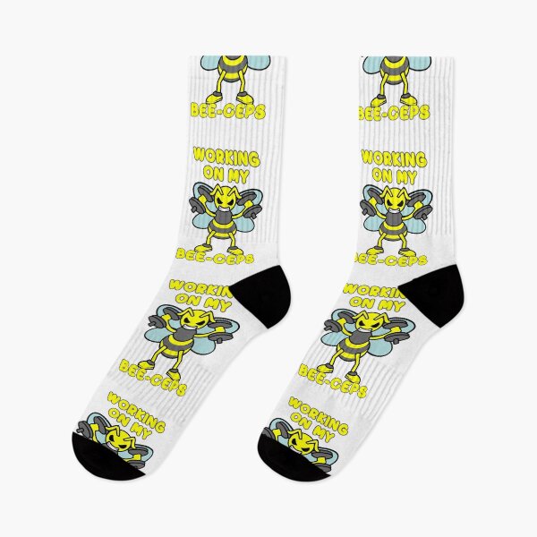 Item preview, Working On My Bee-Ceps Funny Bee Dumbbells Gym Quote designed and sold by KatesFunnyArt.