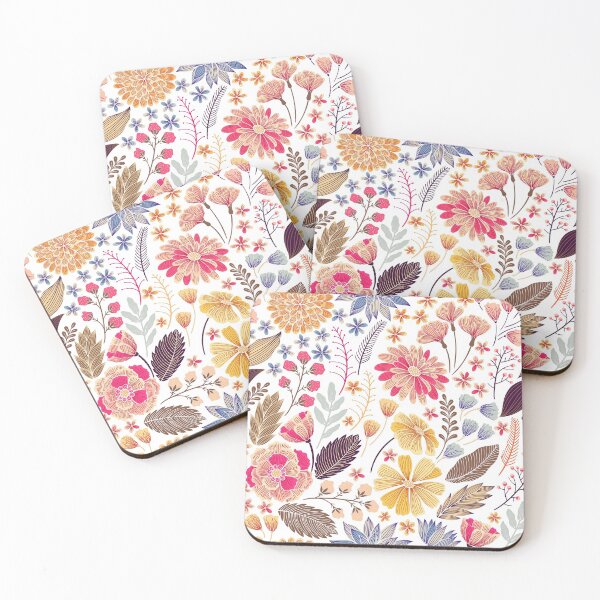 Item preview, Colorful retro flowers pattern designed and sold by GoDesign1.