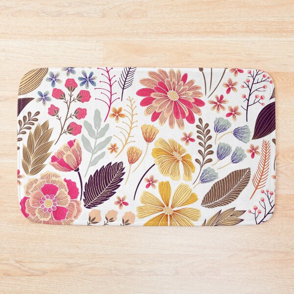 Item preview, Colorful retro flowers pattern designed and sold by GoDesign1.