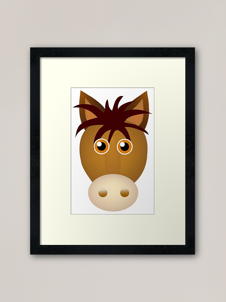 Horse Face Cartoon Framed Art Print By Mishamisha Redbubble