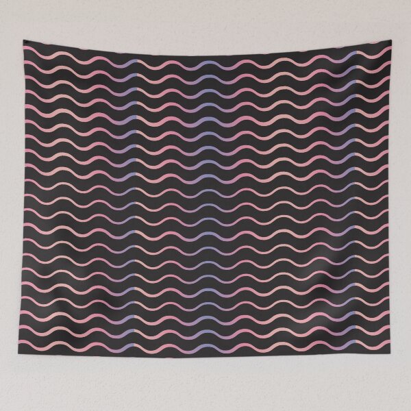 Item preview, Geometric Black Blue And Pink Wave Pattern - Geometric Colorful Psychedelic Ripple Pattern designed and sold by mewsis.