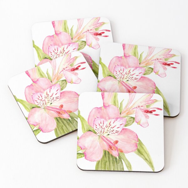 Item preview, Pink watercolor alstroemeria designed and sold by blursbyai.