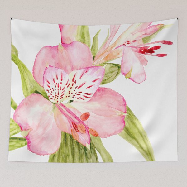 Item preview, Pink watercolor alstroemeria designed and sold by blursbyai.