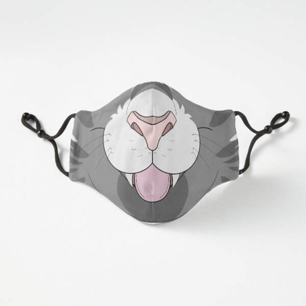 Gray Tabby Cat Face Mask Fitted 3-Layer