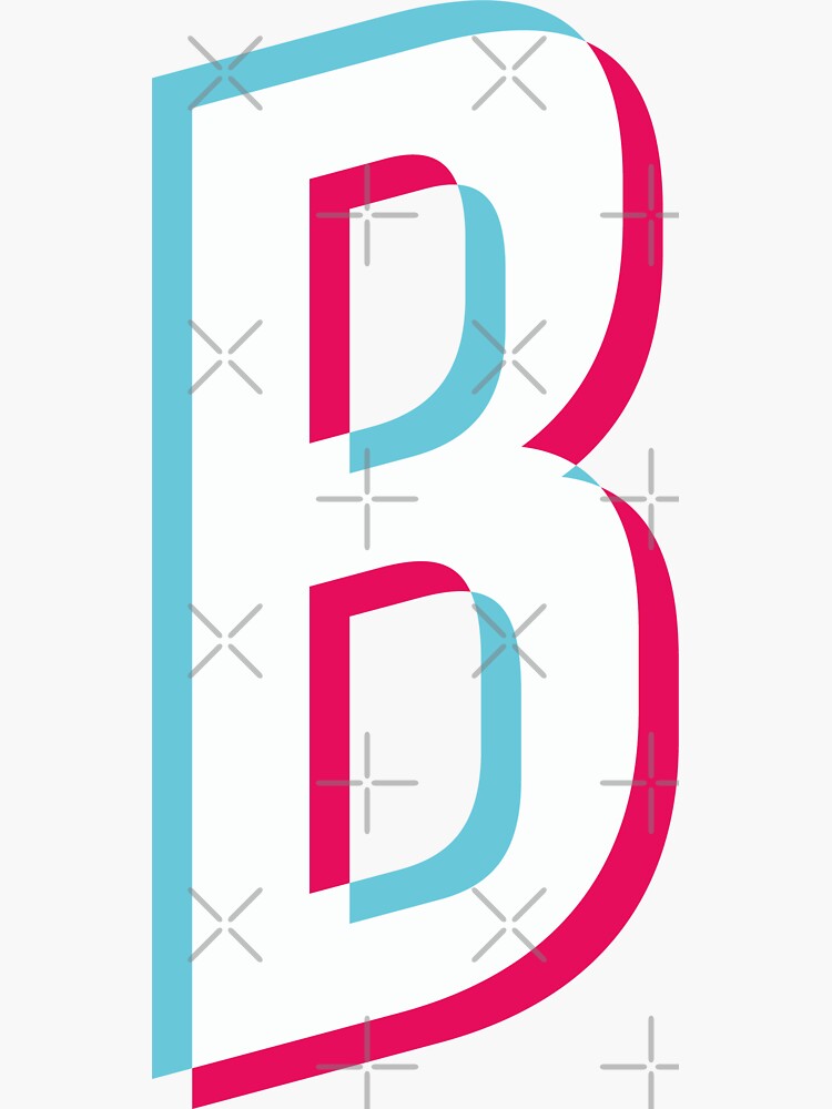 "Letter B Tik Tok Style Glitch Effect Blue White Red" Sticker For Sale ...