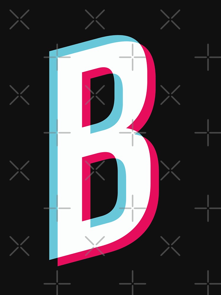 "Letter B Tik Tok Style Glitch Effect Blue White Red" T-shirt For Sale ...