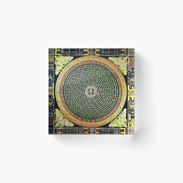 Item preview, Om Mantra Mandala Green Thangka designed and sold by GuyBlank.