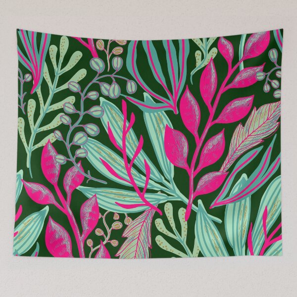 Item preview, JUNGLE FLORAL, HOT PINK "ELLO GUV'NA designed and sold by wildwhimsical.