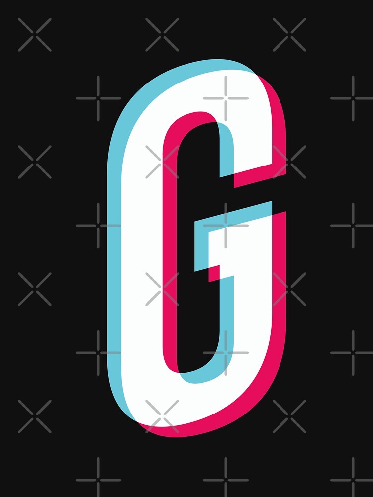 "Letter G Tik Tok Style Glitch Effect Blue White Red" T-shirt For Sale ...