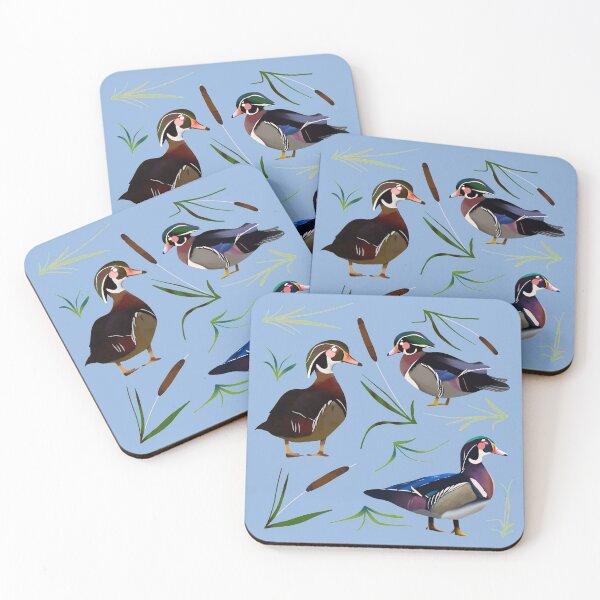 Item preview, Wood Duck Birds - Cute Rainbow Bird Illustration Pattern  designed and sold by TheRainbowRoom.