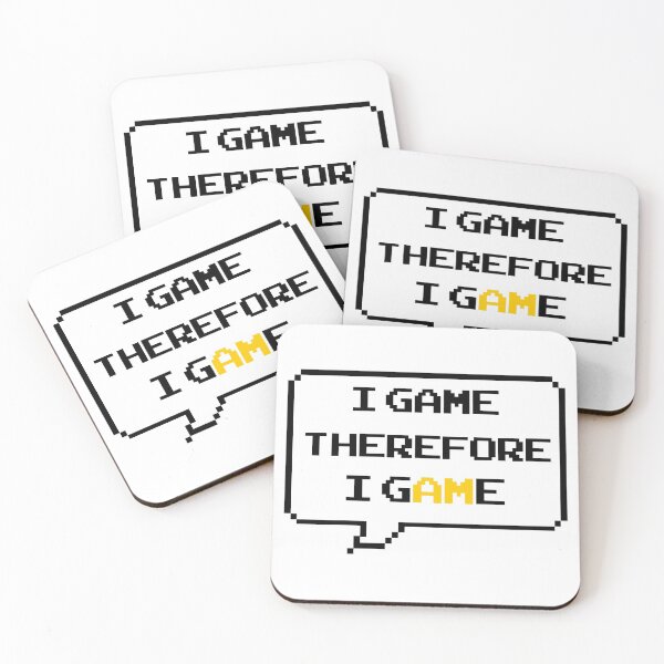Item preview, I game therefore I am funny I game thefore I GAME pun gamer Classic retro arcade style Black, Yellow and White speech bubble designed and sold by Deegital18.