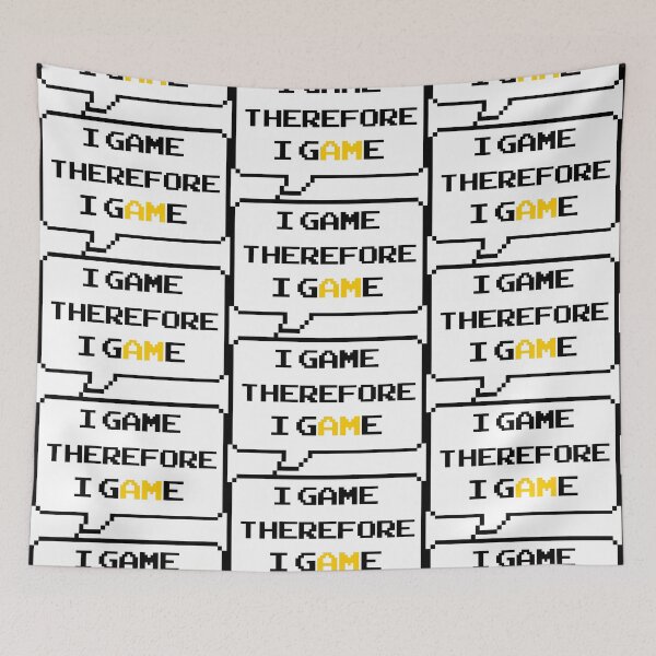 Item preview, I game therefore I am funny I game thefore I GAME pun gamer Classic retro arcade style Black, Yellow and White speech bubble designed and sold by Deegital18.