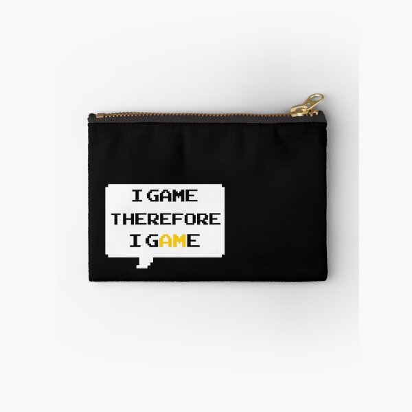 Item preview, I game therefore I am funny I game thefore I GAME pun gamer Classic retro arcade style Black, Yellow and White speech bubble (dark mode) designed and sold by Deegital18.