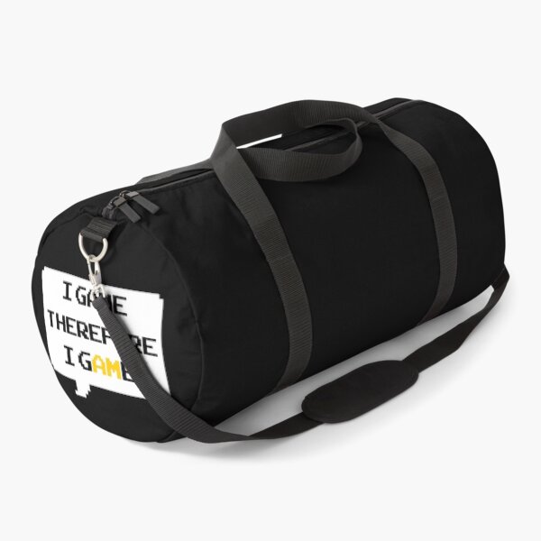 Item preview, I game therefore I am funny I game thefore I GAME pun gamer Classic retro arcade style Black, Yellow and White speech bubble (dark mode) designed and sold by Deegital18.
