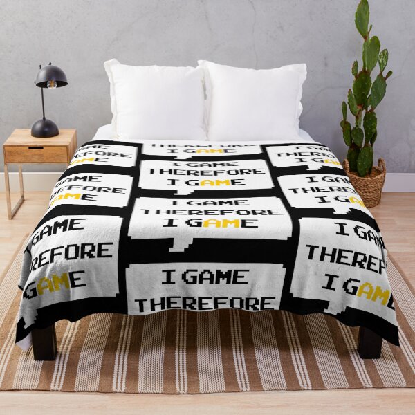 Item preview, I game therefore I am funny I game thefore I GAME pun gamer Classic retro arcade style Black, Yellow and White speech bubble (dark mode) designed and sold by Deegital18.
