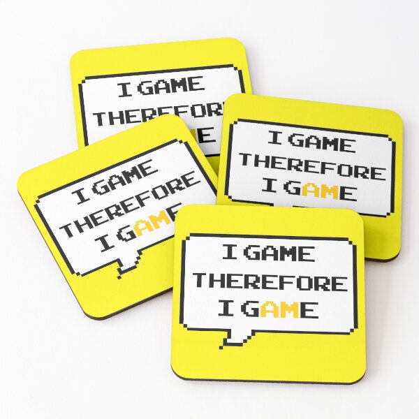 Item preview, I game therefore I am funny I game thefore I GAME pun gamer Classic retro arcade style Black, Yellow and White speech bubble (red gamer mode) designed and sold by Deegital18.