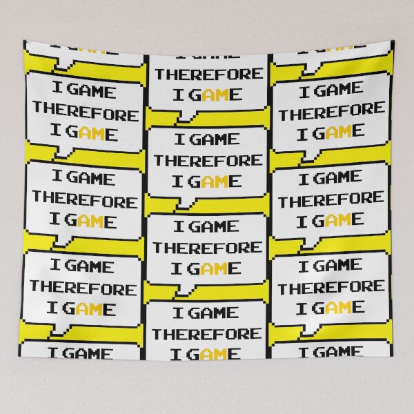 Item preview, I game therefore I am funny I game thefore I GAME pun gamer Classic retro arcade style Black, Yellow and White speech bubble (red gamer mode) designed and sold by Deegital18.