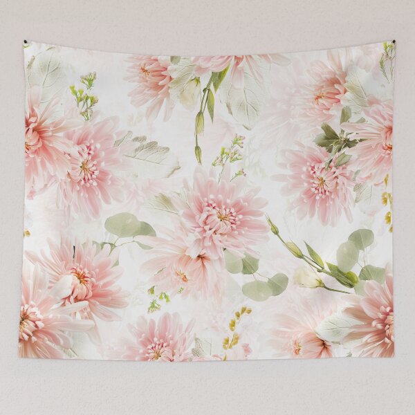 Item preview, Real blush chrysantemum flowers Botanical Garden pattern on white  Nightgarden designed and sold by UtArt.