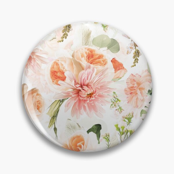Item preview, Real blush Chrysantemum and springflower pattern on white Nightgarden designed and sold by UtArt.