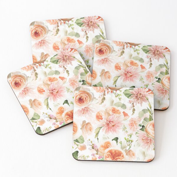 Item preview, Real blush Chrysantemum and springflower pattern on white Nightgarden designed and sold by UtArt.