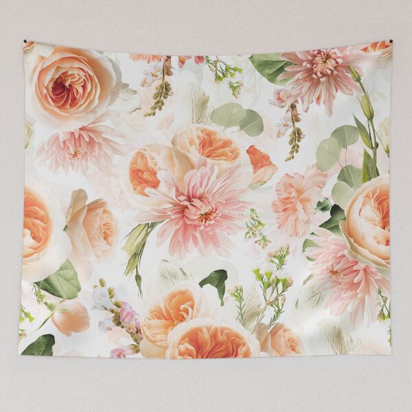 Item preview, Real blush Chrysantemum and springflower pattern on white Nightgarden designed and sold by UtArt.