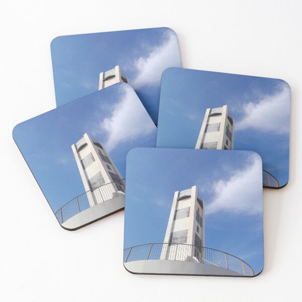 Item preview, Gray and white tower and blue sky with clouds in Tel Aviv designed and sold by elenah0707.