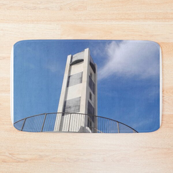 Item preview, Gray and white tower and blue sky with clouds in Tel Aviv designed and sold by elenah0707.