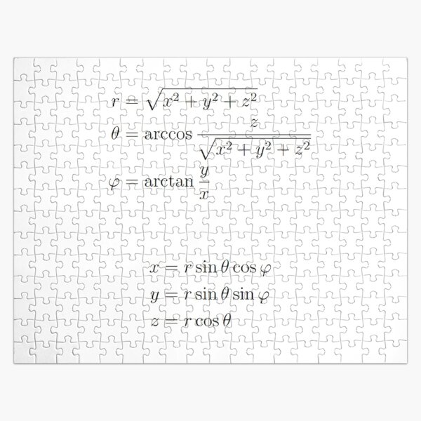 #Spherical #coordinates #r #θ #φ #physics #ISO #convention #radial #distance #polar #angle #theta #azimuthal #phi #symbol #ρ #rho #radialDistance #polarAngle #azimuthalAngle #SphericalCoordinates Jigsaw Puzzle