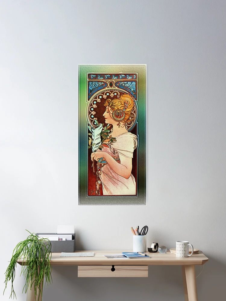 The Pen by Alphonse Mucha Old Masters Art Nouveau Reproduction Room Decor Poster Art Print