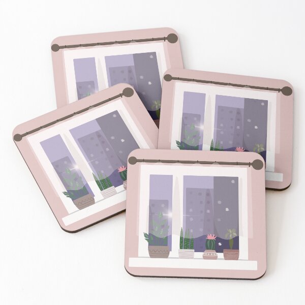Item preview, Window with flowers and a view of the city designed and sold by Aksena.