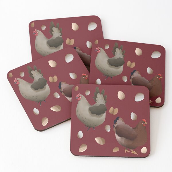 Item preview, Cute Chickens - Cute Brown and Red Bird Illustration Pattern  designed and sold by TheRainbowRoom.