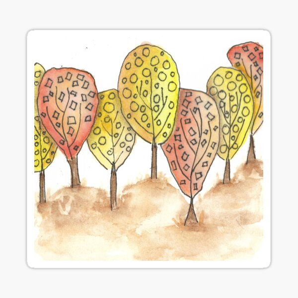 Hand painted abstract trees Sticker