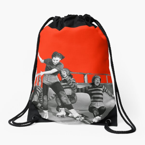 ROLLER DERBY VINTAGE GIRLS gerry murray Drawstring Bag