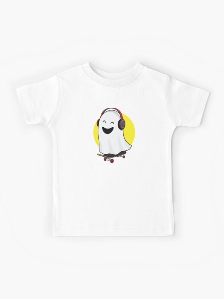 Skateboarding Ghost with headphone Kids T-Shirt for Sale by