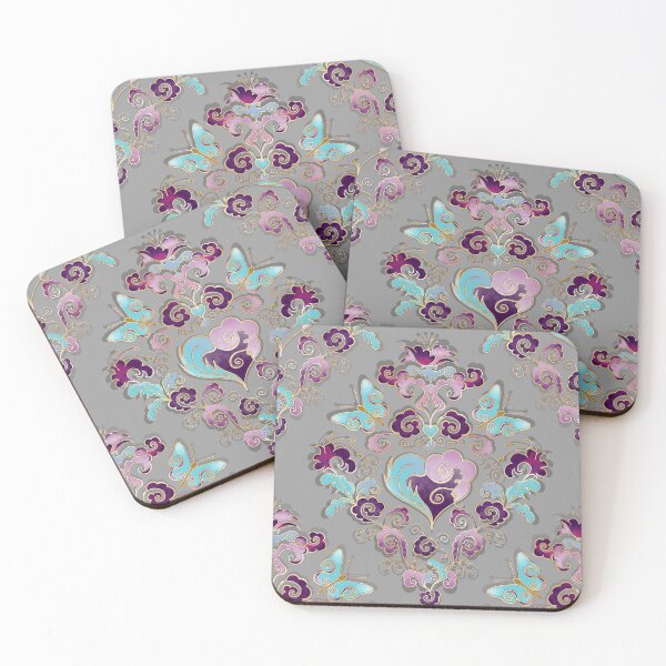 Artikelvorschau, Candy Heart-Damask on grey entworfen und verkauft von pearlposition.