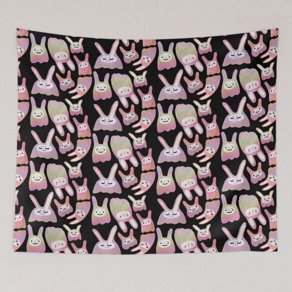 Item preview, Bunny Rabbit Ghosts - Cute Pink and Orange Cartoon  designed and sold by TheRainbowRoom.