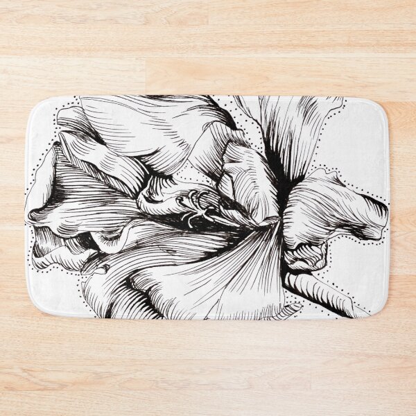 Item preview, Black and white flower drawn with fineliner lineart nature designed and sold by elenah0707.