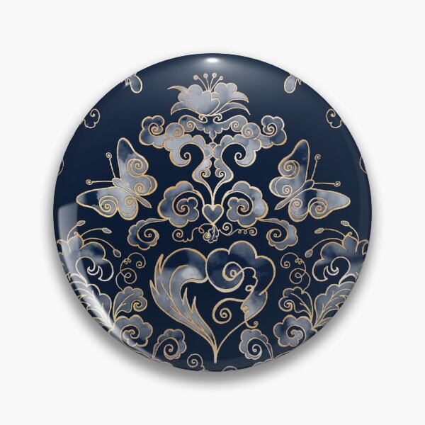 Artikelvorschau, Heart-Damask on dark blue entworfen und verkauft von pearlposition.