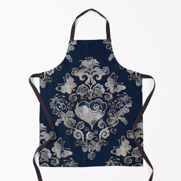 Artikelvorschau, Heart-Damask on dark blue entworfen und verkauft von pearlposition.