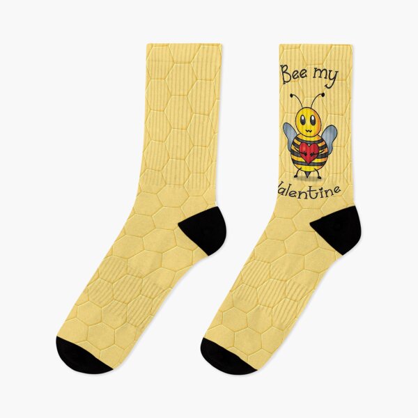 Item preview, Bee my Valentine - Cute bee cartoon gift for Valentine's day - Yellow honeycomb background designed and sold by Twist Design.