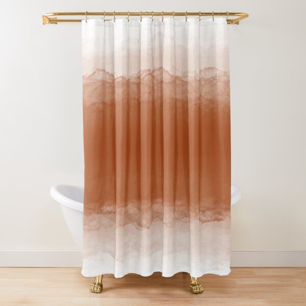 Abstract Watercolor Ombre (burnt orange/white) Shower Curtain