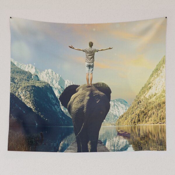 Item preview, Man standing on the back of an elephant designed and sold by LydiaHDesigns.