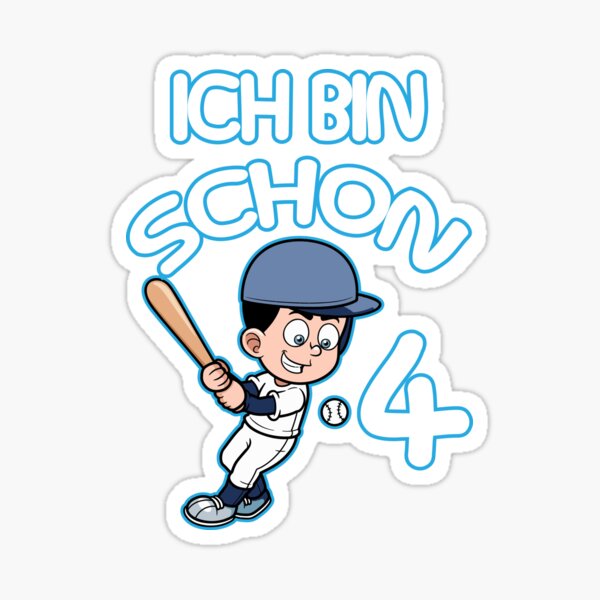 4th Birthday Child Baseball Sports Baseballer- Four Years Old Sticker