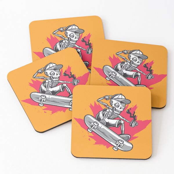 Item preview, Skeleton Skateboarder with Cup of Coffee designed and sold by SLAG-Creative.