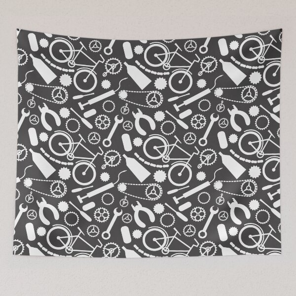 Item preview, White Bicycle tools on dark gray background designed and sold by shushunya13.