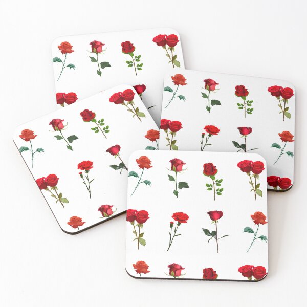 Item preview, Red Flowers Set, Flower with green leaves and stem designed and sold by amersoliman.