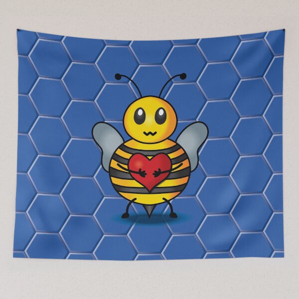 Item preview, Cute bee cartoon - Blue honeycomb background designed and sold by Twist Design.