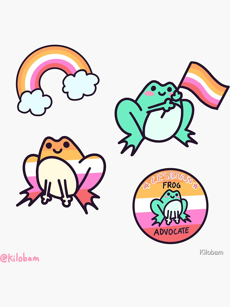 Lesbian Pride Frog Sticker Sheet Sticker For Sale By Kilobam Redbubble